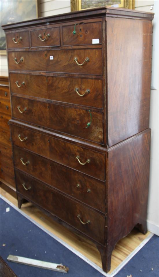 A late George III camphorwood tallboy, H.183cm